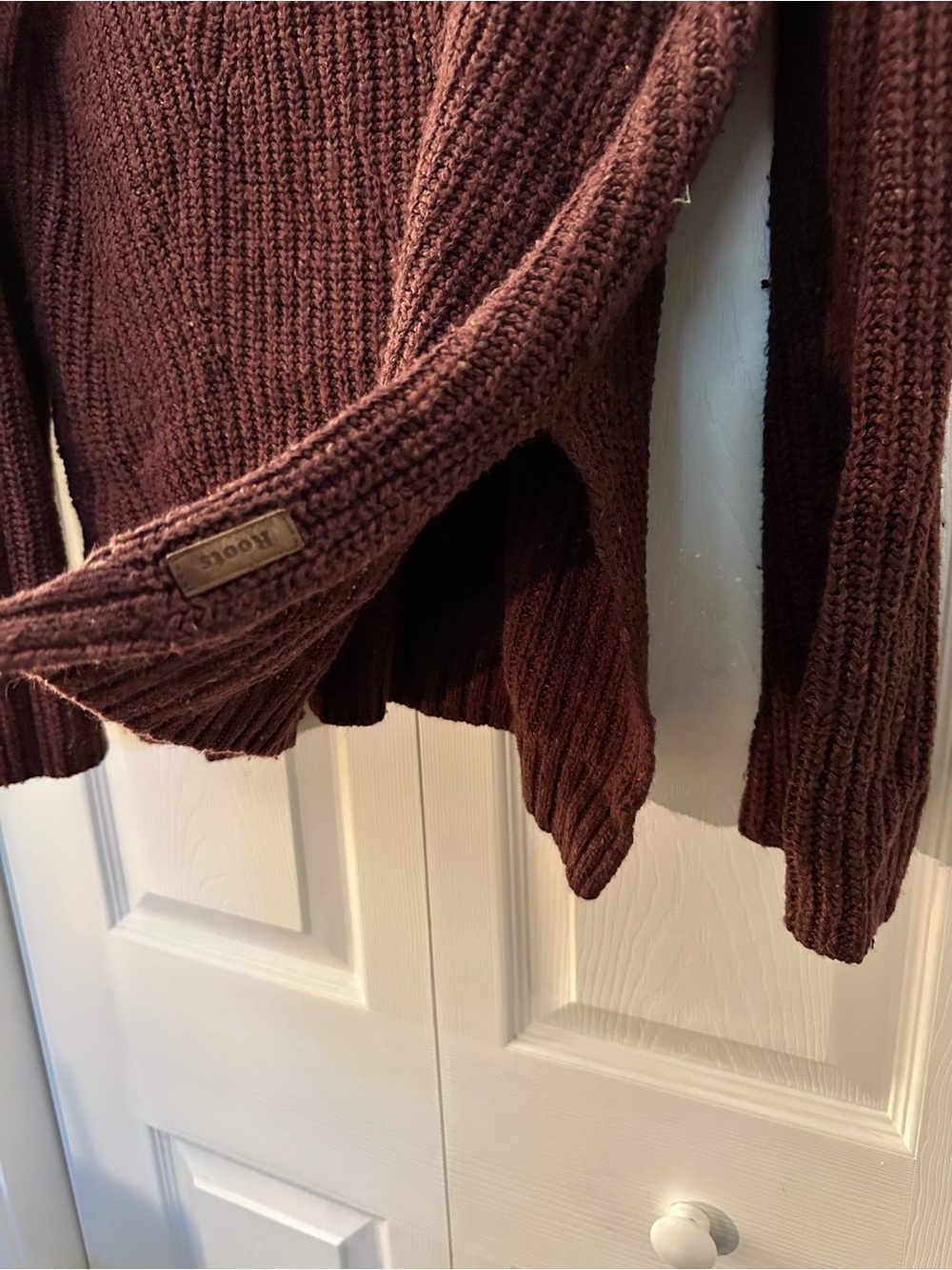 Roots Women's Chunky Mock Neck Sweater - Burgundy - Picture 6 of 7